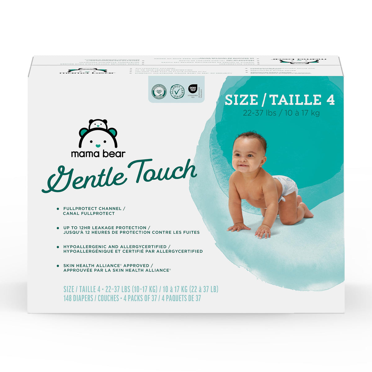 Amazon Brand - Mama Bear Gentle Touch Baby Diapers, Size 3, 42 Count, Wetness Indicator, Stretchy Waistband, Skin Health Alliance Approved