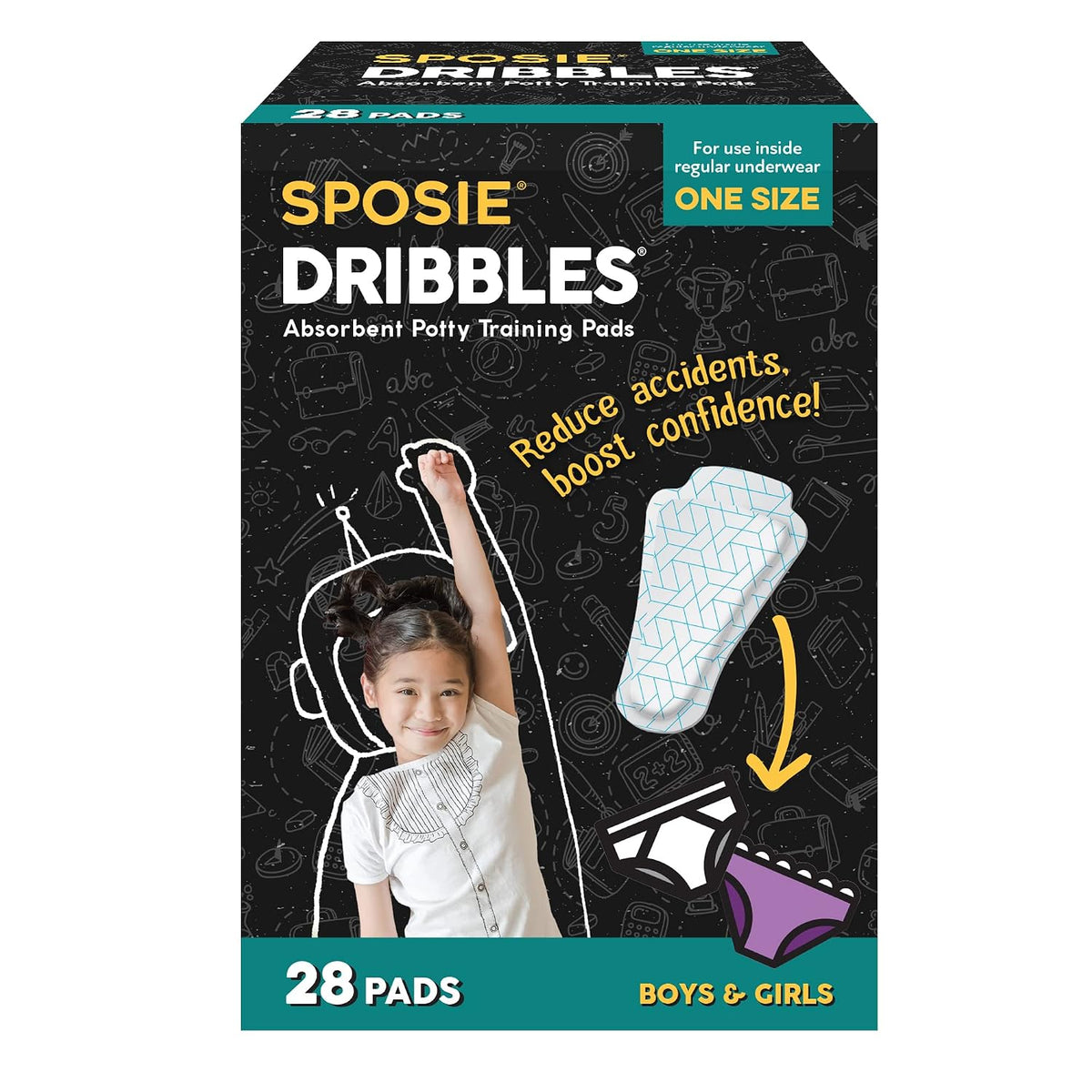 Sposie Dribbles, Turn Any Underwear Into Potty Training Underwear, 28 Ct