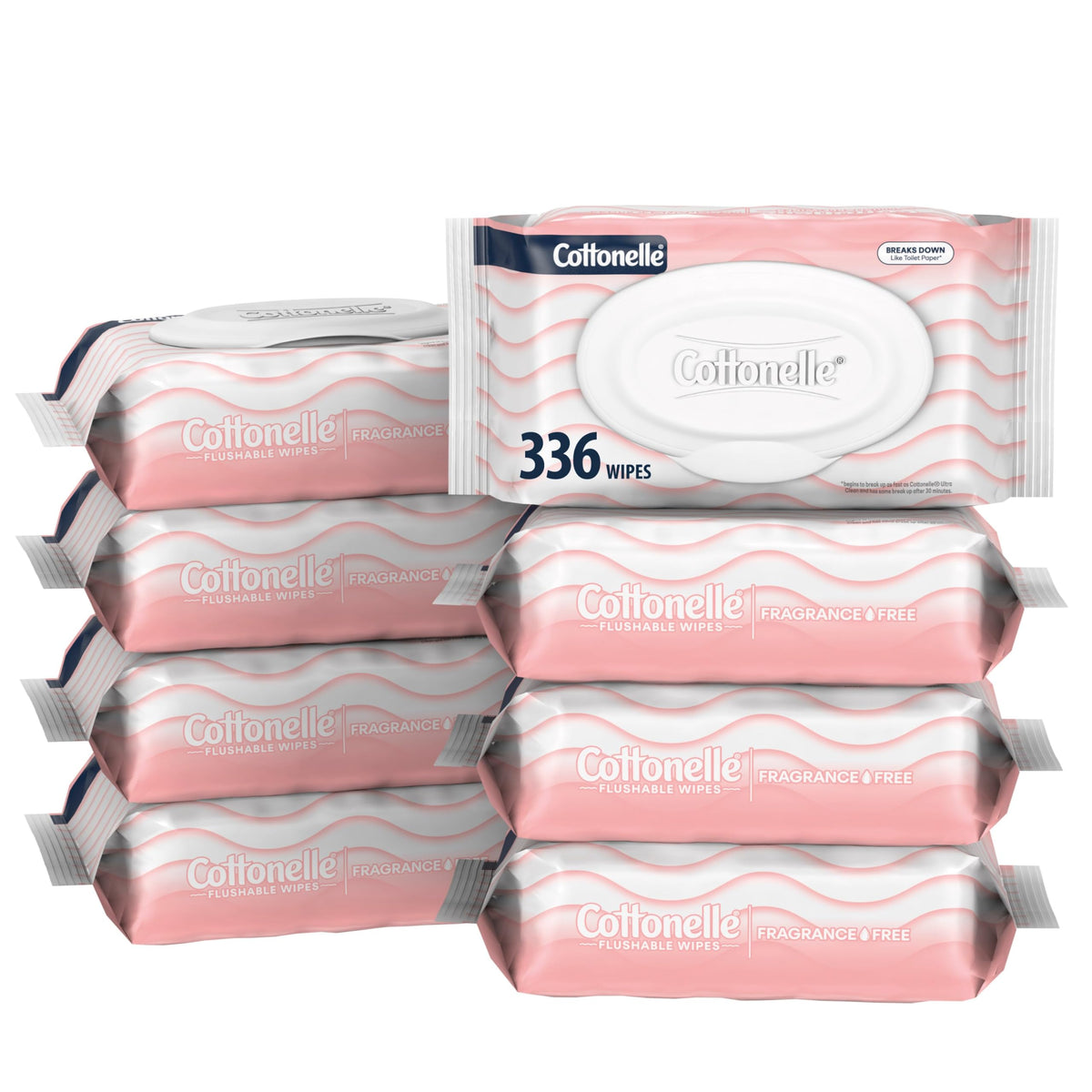 Cottonelle Fresh Feel Flushable Wet Wipes, Adult Wet Wipes, 8 Flip-Top Packs, 42 Wipes Per Pack (336 Total Wipes)