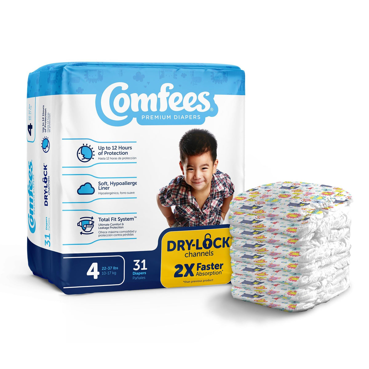 Comfees Premium Baby Diapers with Total Fit System for Boys & Girls, Size 5, 27Count, CMF-5