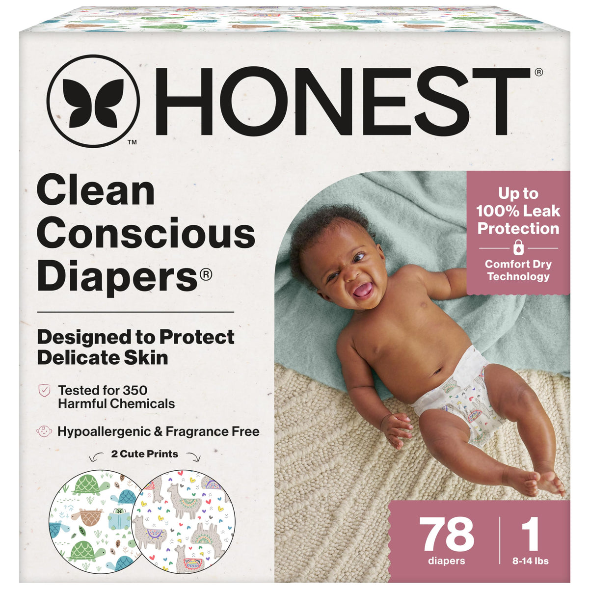 The Honest Company Daytime Diapers, Pattern Play, Size 1, 78 Count