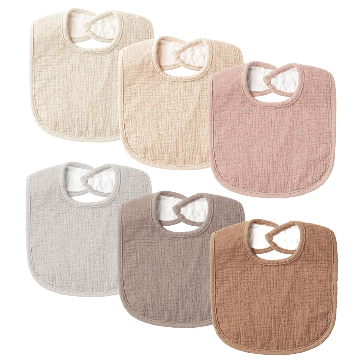 POIKSHARK 6-Pack Muslin Baby Bibs for Unisex Boys Girls, Cotton Baby Drool Bibs, Drooling and Teething Bibs for Infant