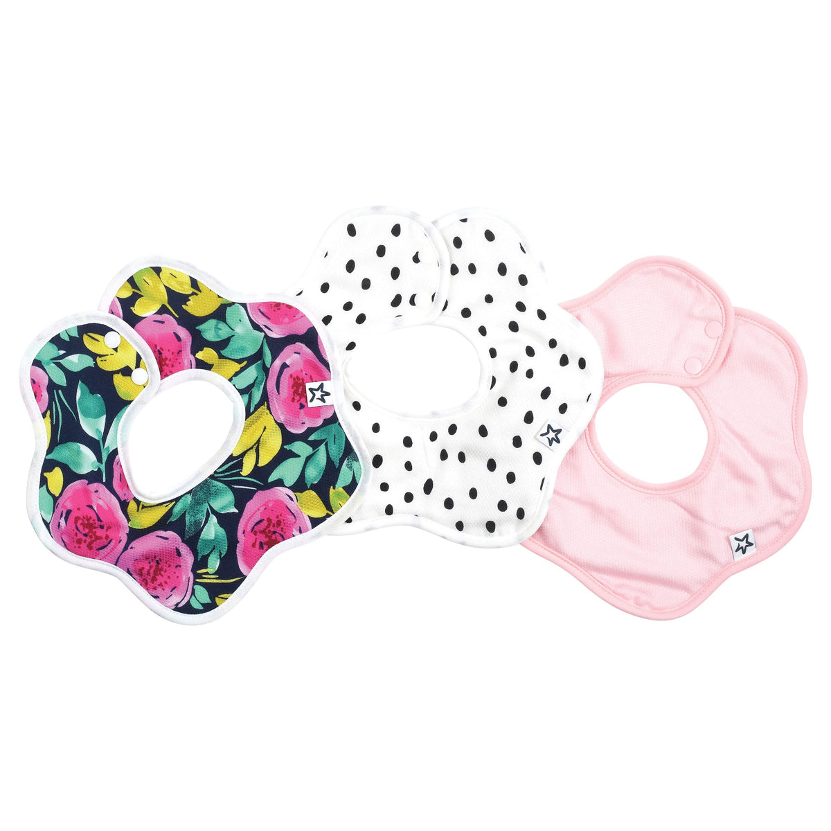 Tiny Twinkle Roundabout Drool Bibs 3 Pack - 360 Rotating Water Resistant and Absorbent Teething Baby Bibs