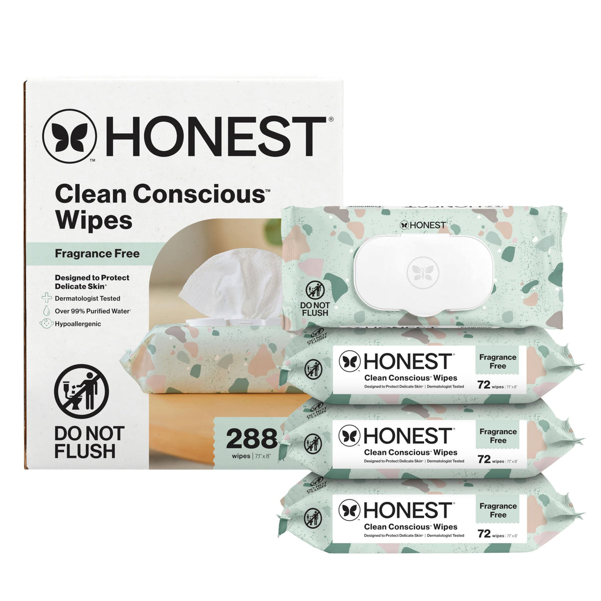 The Honest Company Multi-Use Baby Wipes, Geo Mood, Unscented, 576 Count