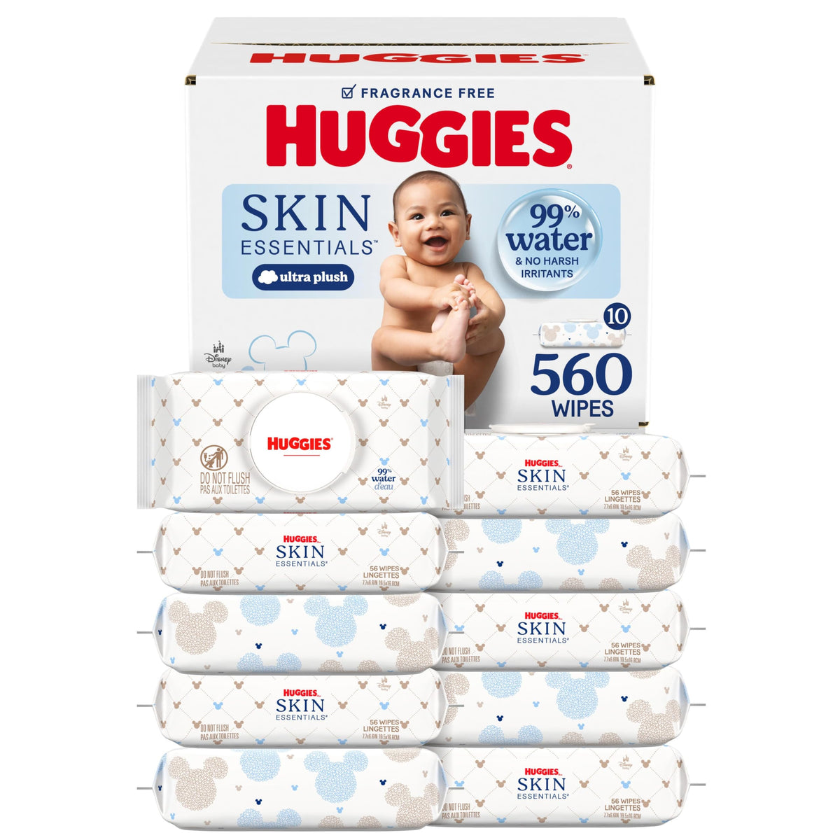 Huggies Skin Essentials Baby Wipes, 99% Water, 2 Packs, 112 Wipes