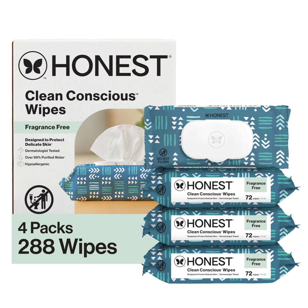 The Honest Company Multi-Use Baby Wipes, Geo Mood, 288 Count