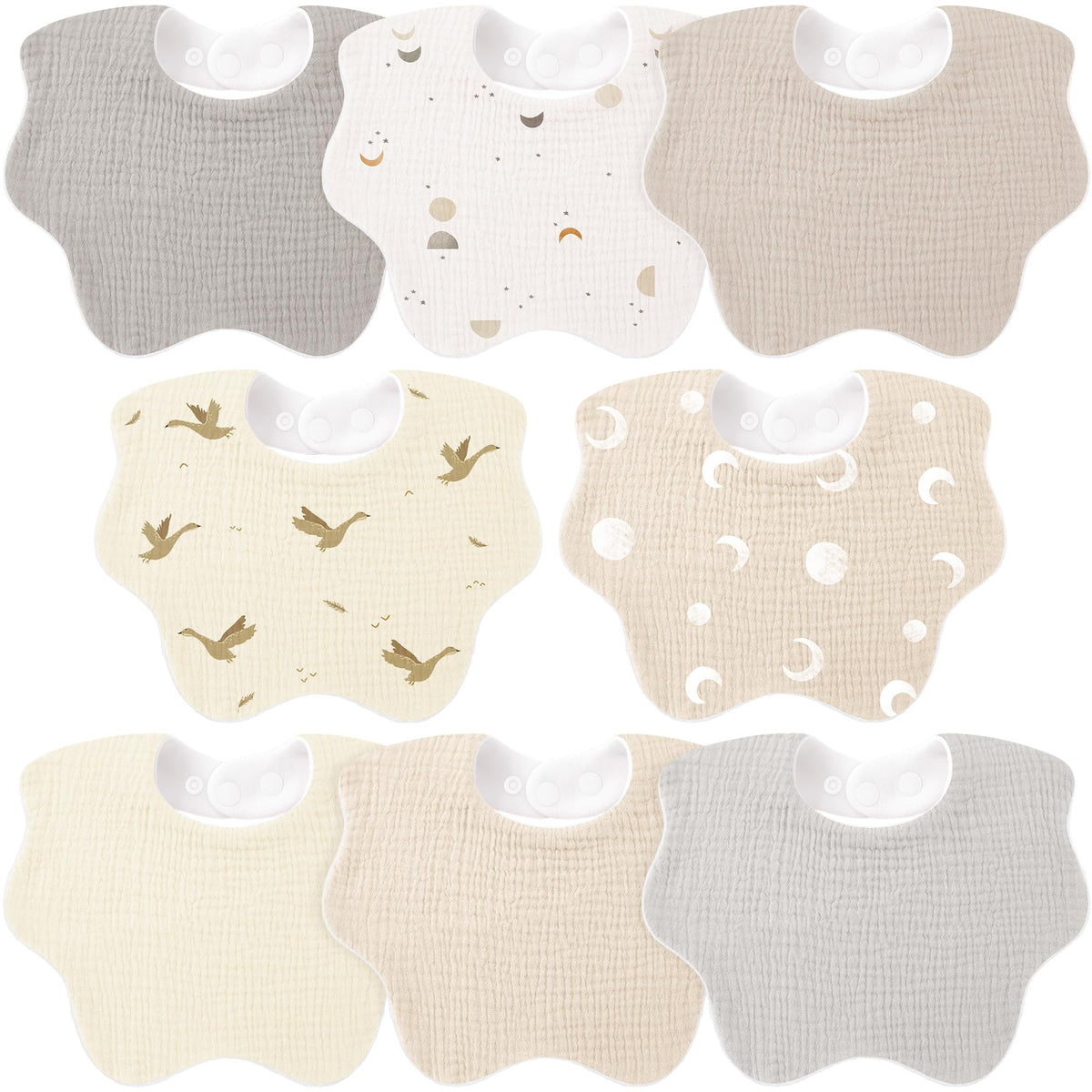 Bearmoss Baby Bibs for Drooling & Teething 8 Pack Muslin Cotton Bibs