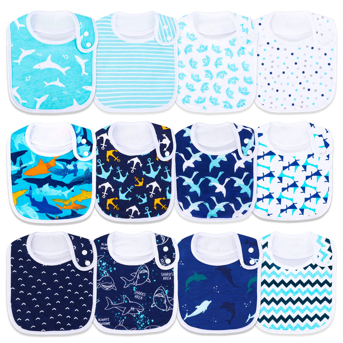 Baby Bibs Soft and Absorbent Cotton Bandana Bibs Set for Boys Girls Newborn Unisex Plain Color 3-36 Months