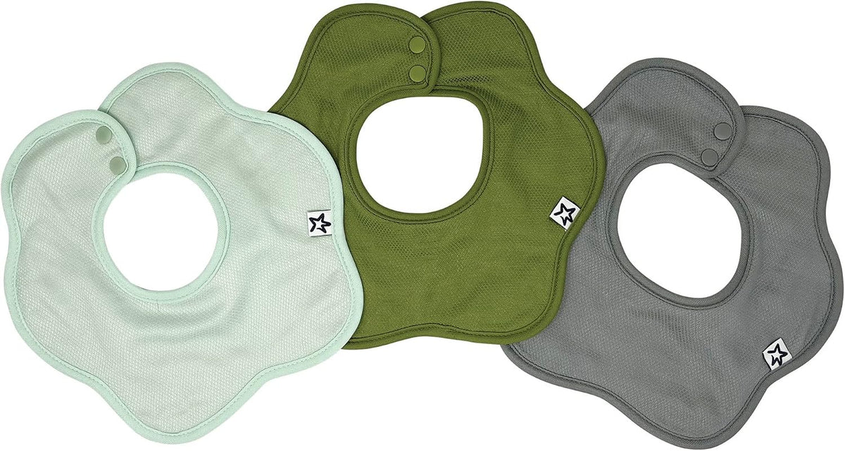 Tiny Twinkle Roundabout Drool Bibs 3 Pack - 360 Rotating Water Resistant and Absorbent Teething Baby Bibs