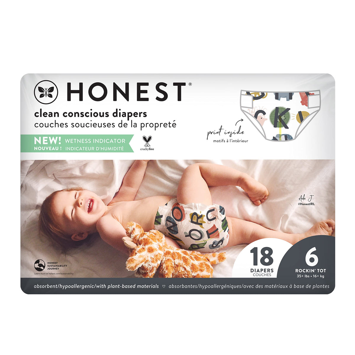 The Honest Company Daytime Diapers, Pattern Play Above All, Size 1, 136ct