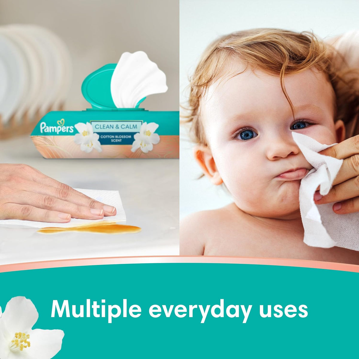 Pampers Wipes, Clean & Calm, Cotton Blossom Scent, 672 Wipes Total (12X Pop-Top Packs)