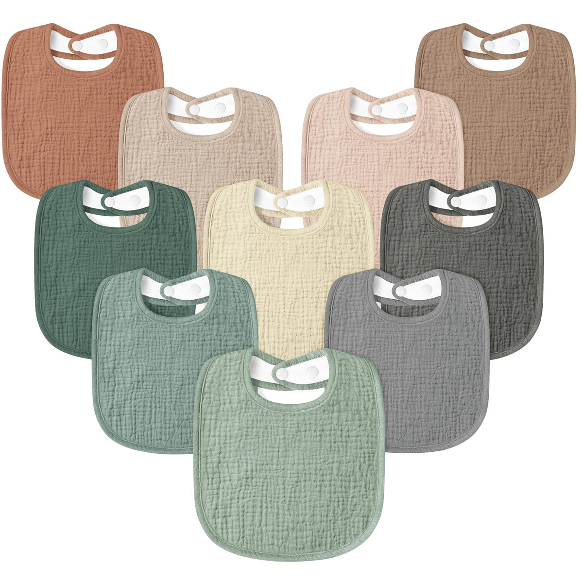 Susurration Muslin Baby Drool Bibs 10Pack Soft Square Adjustable Bandana Bibs for Unisex Baby Girls & Boys