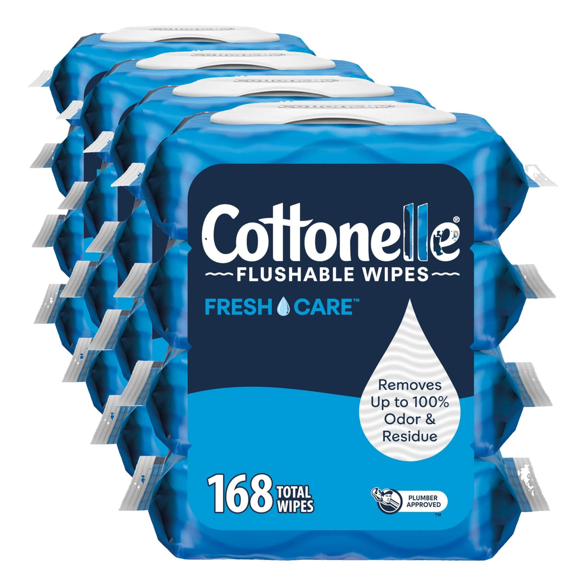 Cottonelle Fresh Feel Flushable Wet Wipes, Adult Wet Wipes, 8 Flip-Top Packs, 42 Wipes Per Pack (336 Total Wipes)