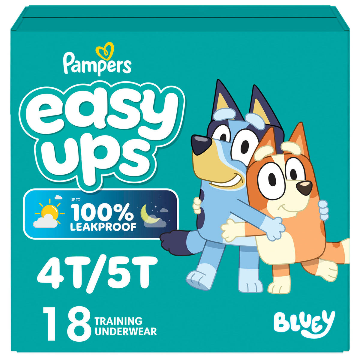 Pampers Easy Ups Girls & Boys Potty Training Pants, Size 4 (2T3T), 140 Count, Bluey Absorbent Training Underwear, Up to 100% Leakproof Day and Night, Hypoallergenic