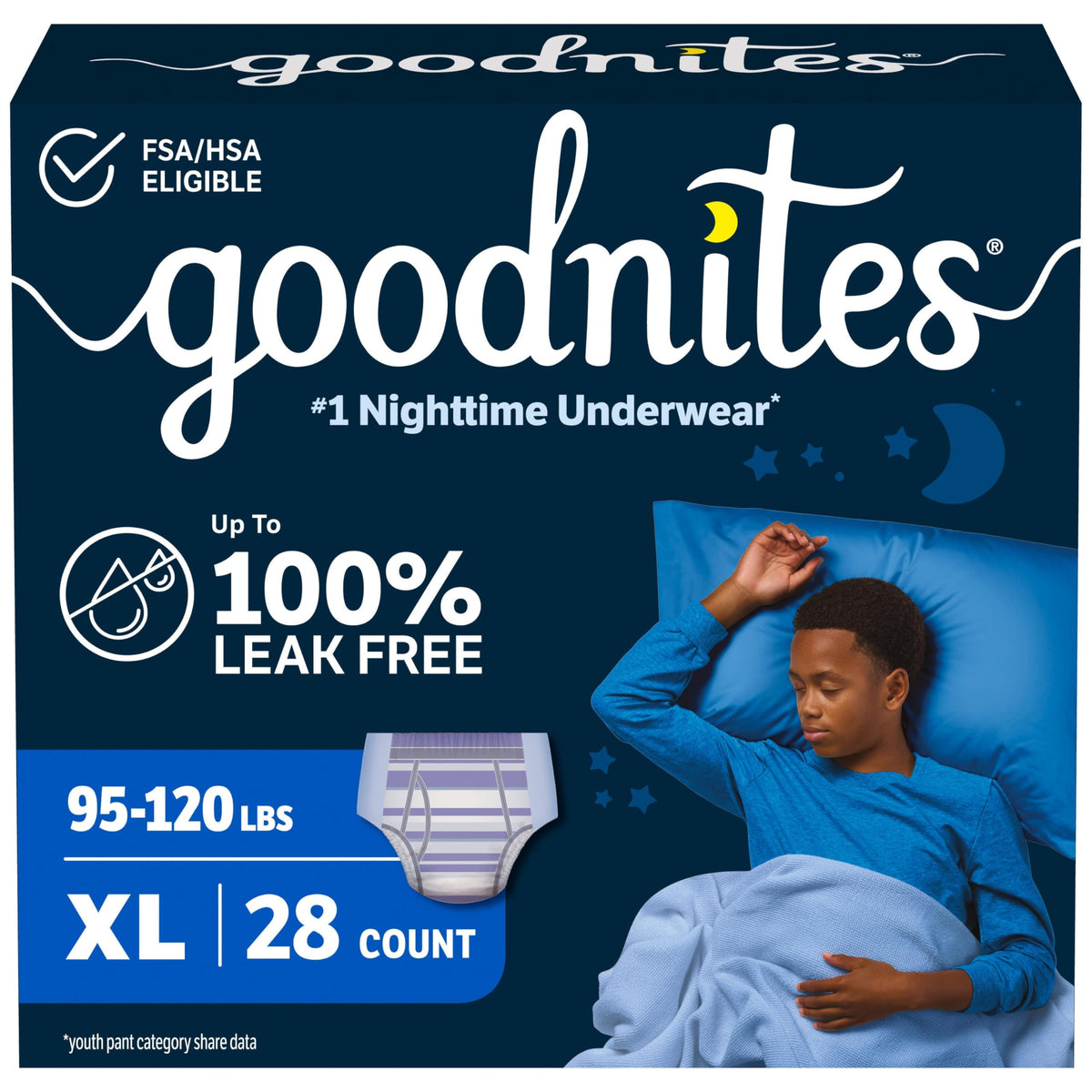 GoodNites Boys Nighttime Underwear, Size Large, 34 Ct, 2 Packs of 17
