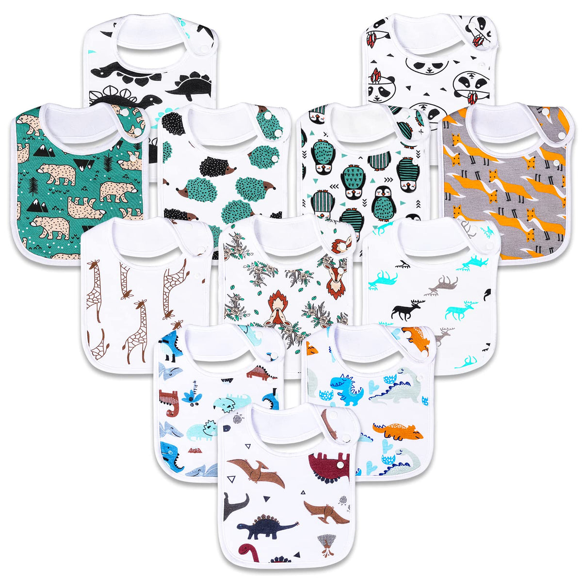 Baby Bibs Soft and Absorbent Cotton Bandana Bibs Set for Boys Girls Newborn Unisex Plain Color 3-36 Months