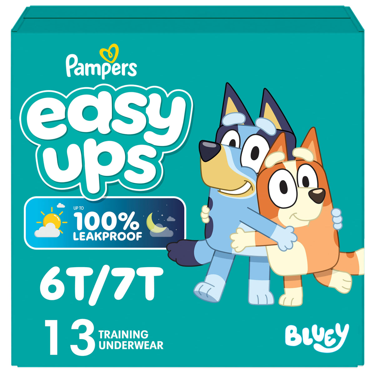 Pampers Easy Ups Girls & Boys Potty Training Pants, Size 4 (2T3T), 140 Count, Bluey Absorbent Training Underwear, Up to 100% Leakproof Day and Night, Hypoallergenic