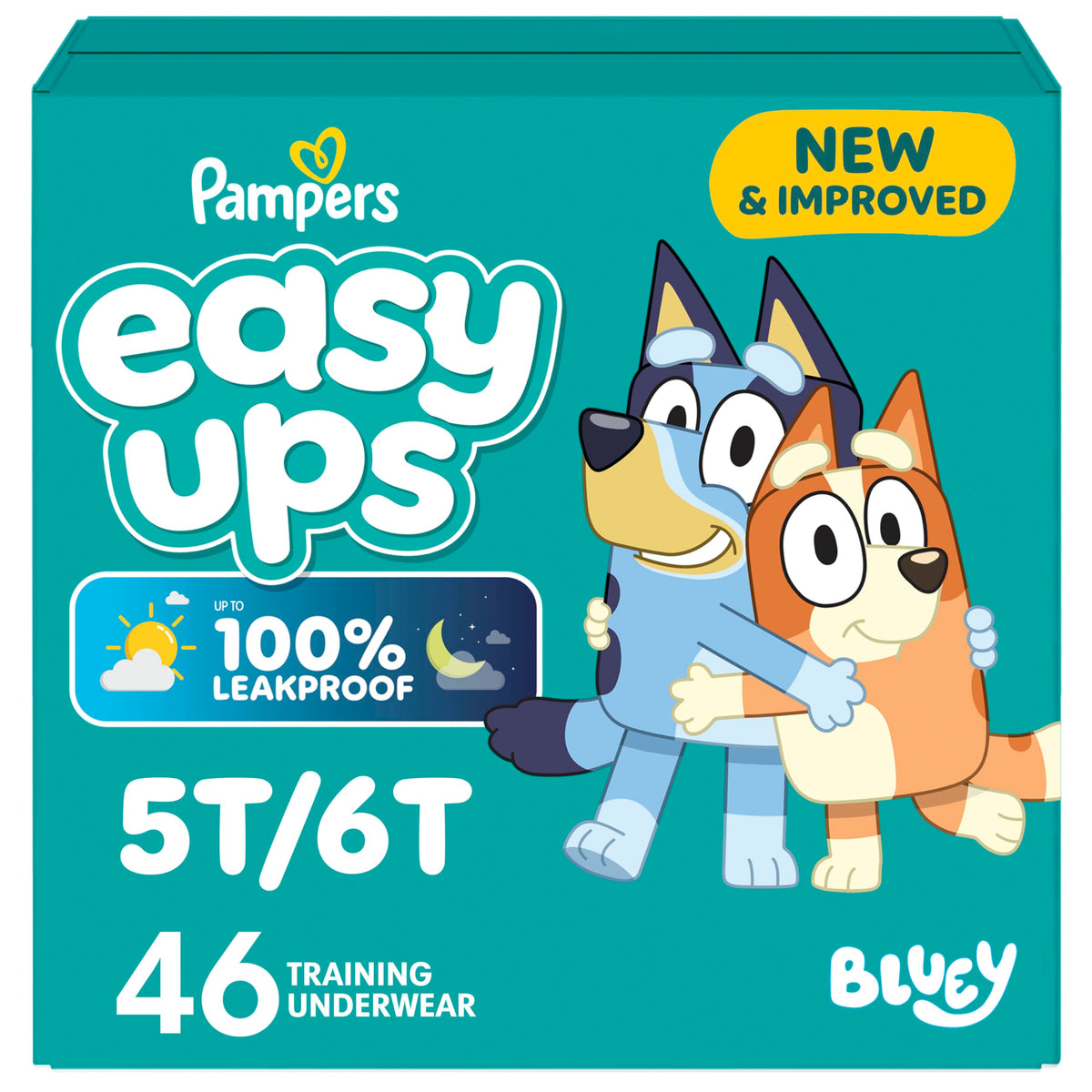 Pampers Easy Ups Girls & Boys Potty Training Pants, Size 4 (2T3T), 140 Count, Bluey Absorbent Training Underwear, Up to 100% Leakproof Day and Night, Hypoallergenic