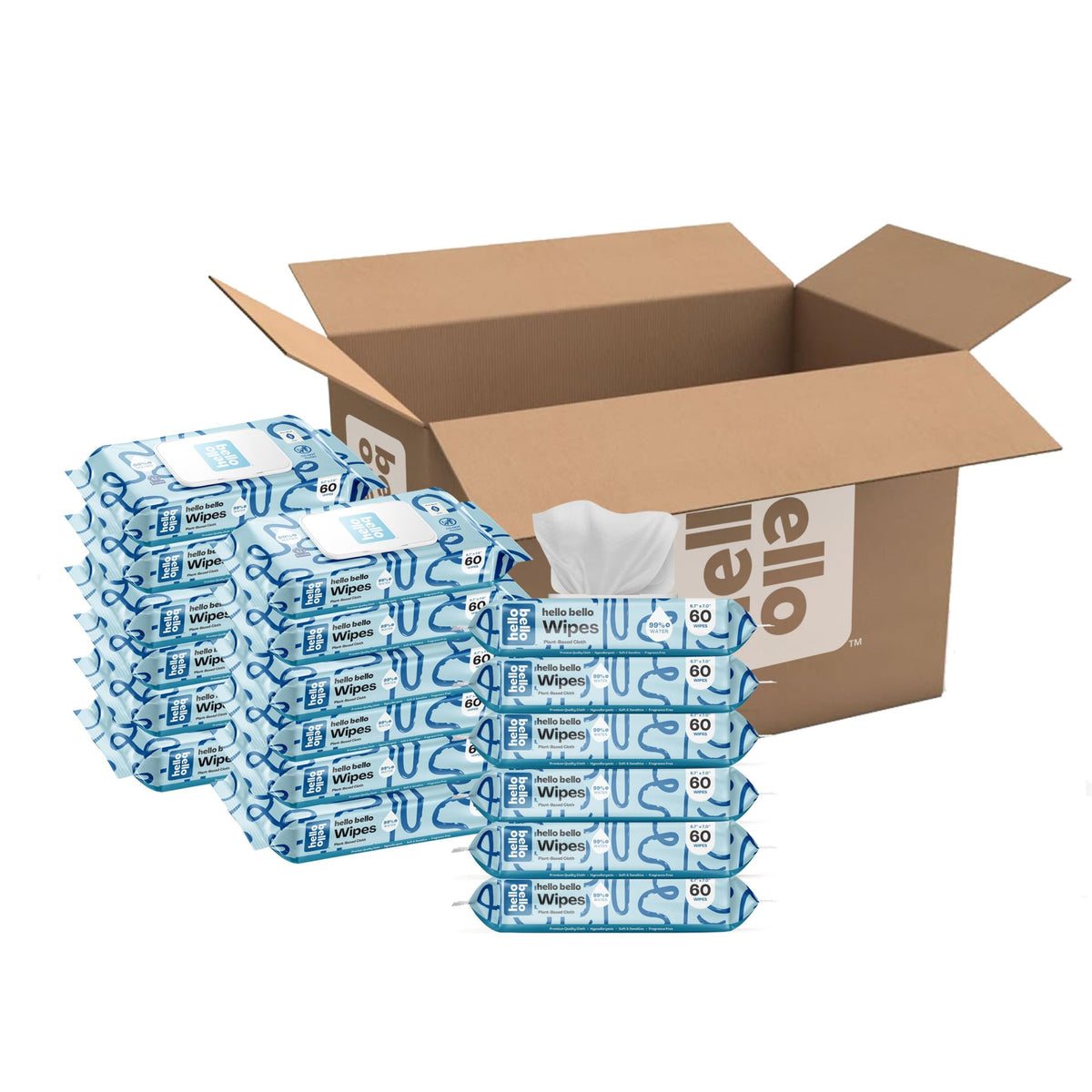 Hello Bello Premium Baby Wipes (Simply Sage) Fragrance-Free 18pk = 1080ct