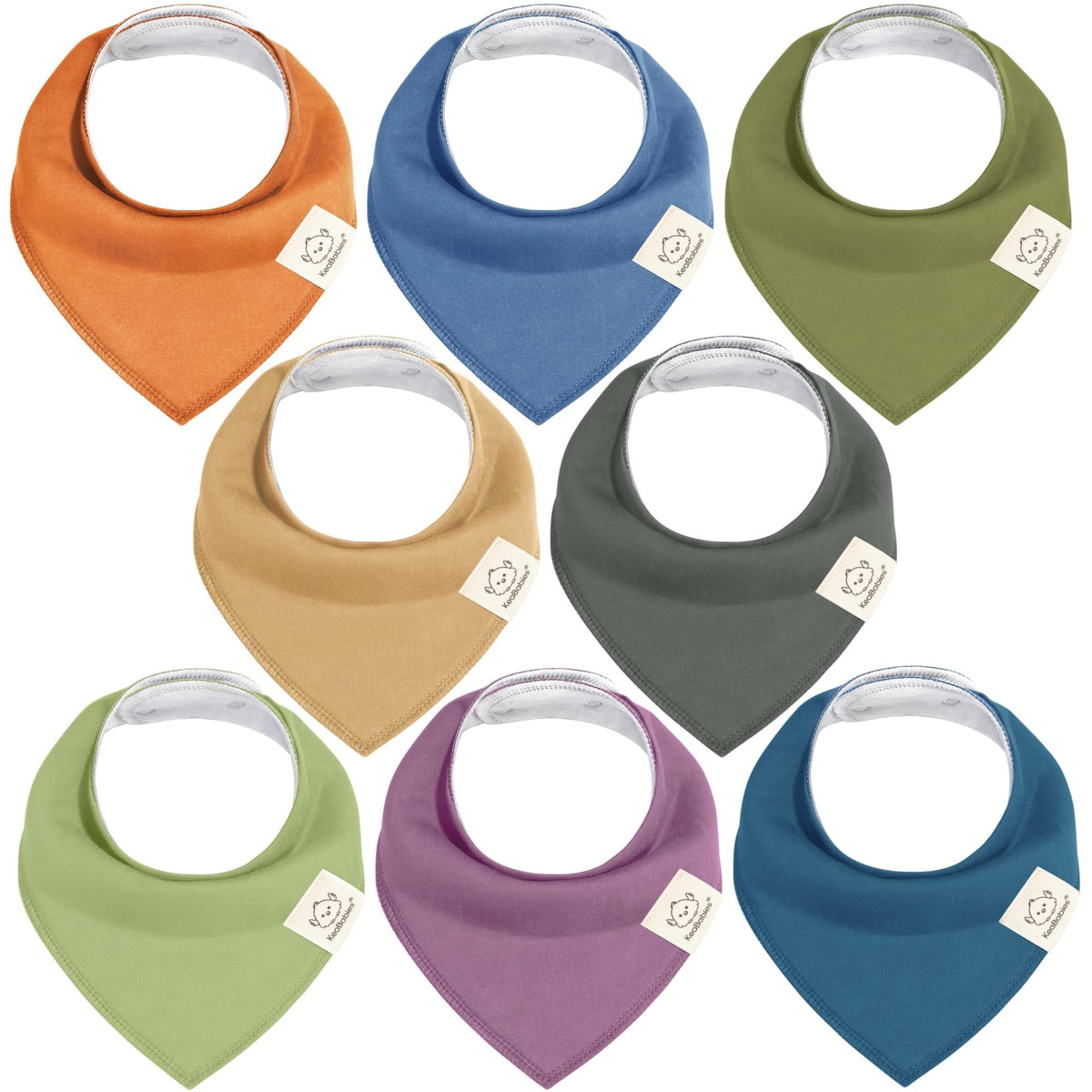 8pk Organic Baby Bandana Bibs for Drooling and Teething (Muted Pastel)