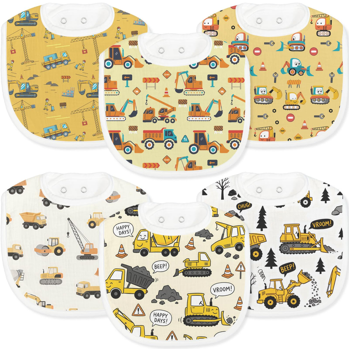 Baby Bibs for Baby Boys Girls 6-Pack
