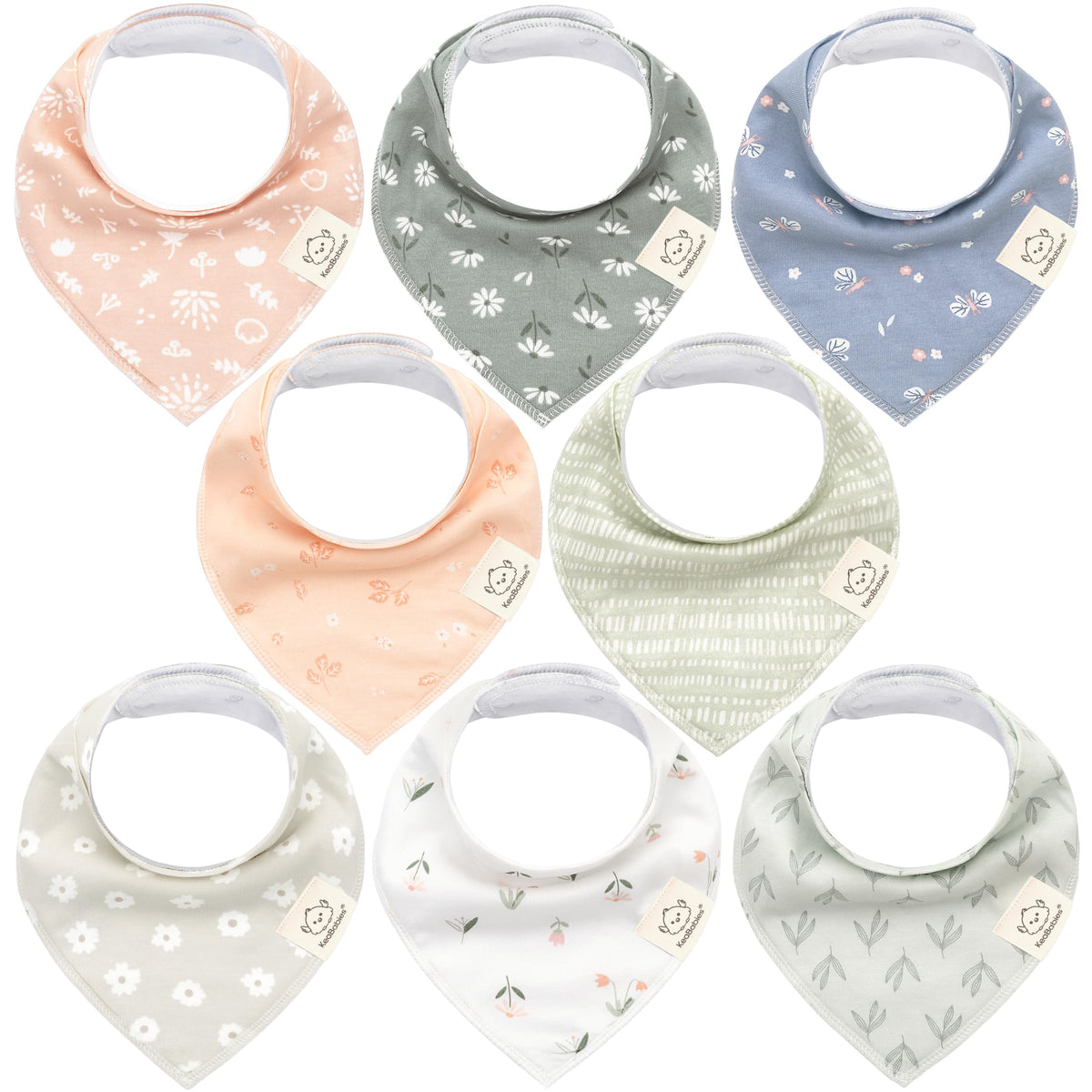 8pk Organic Baby Bandana Bibs for Drooling and Teething (Muted Pastel)