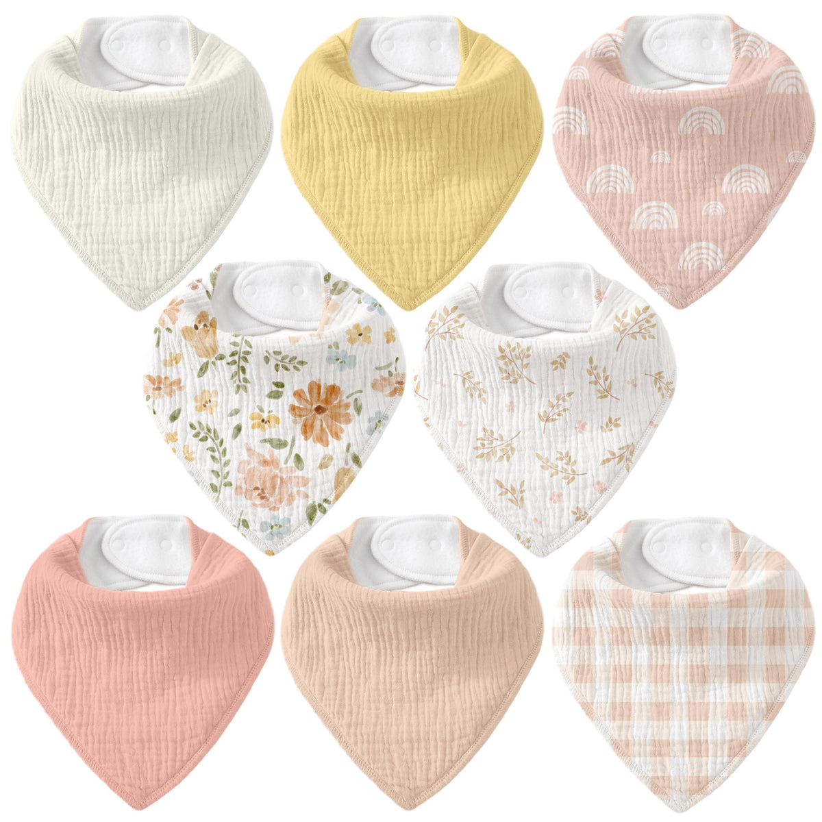 8 Pack Muslin Baby Bandana Bibs for Drooling and Teething