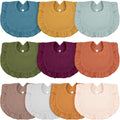 Seematn 10 Pcs Baby Muslin Bibs for Unisex Girls & Boys Drool Bibs Bandana Ruffle Soft Cotton for Newborn Infants Toddlers(Retro Colors)