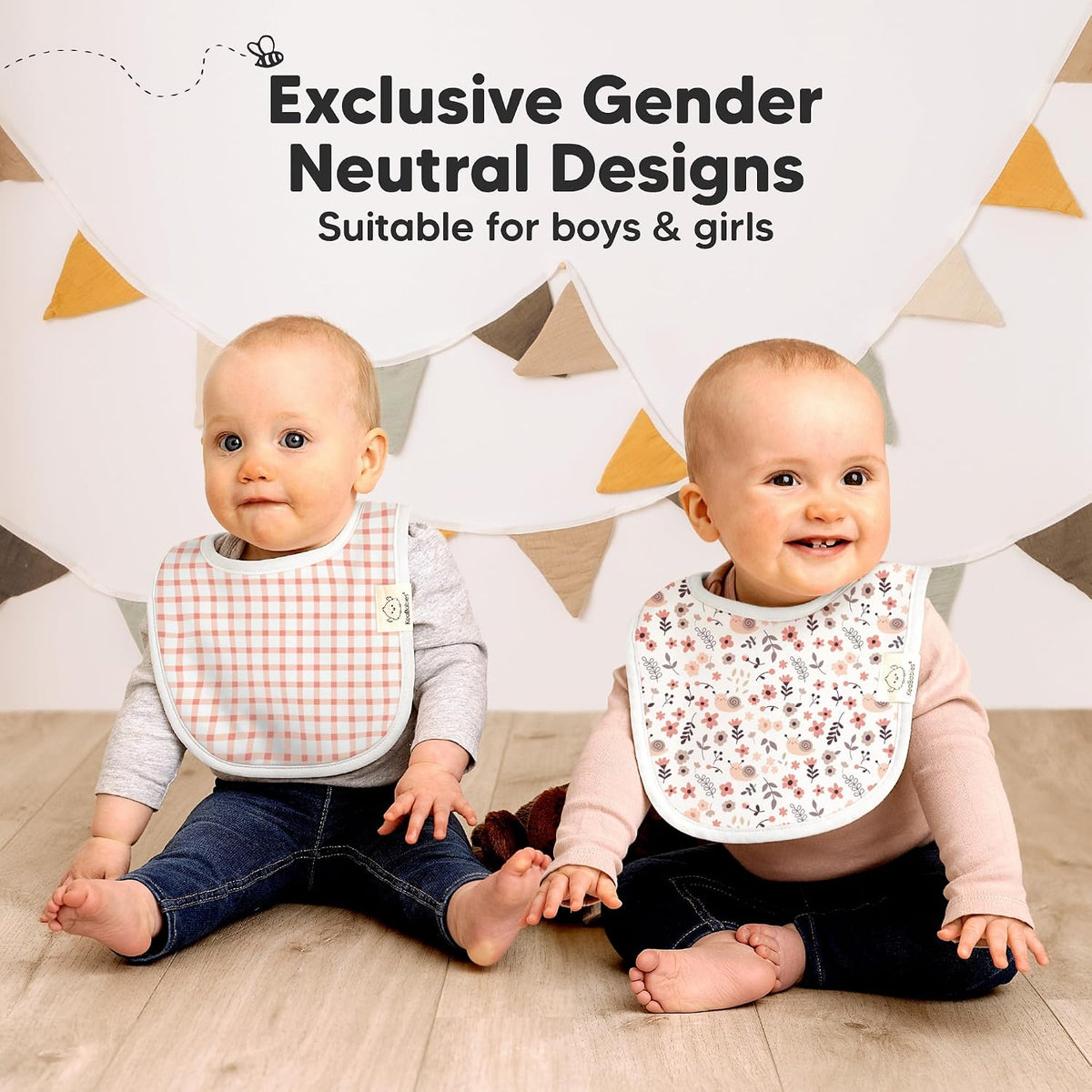 KeaBabies 8-Pack Organic Baby Bibs for Drooling and Teething (Sweet Charm)