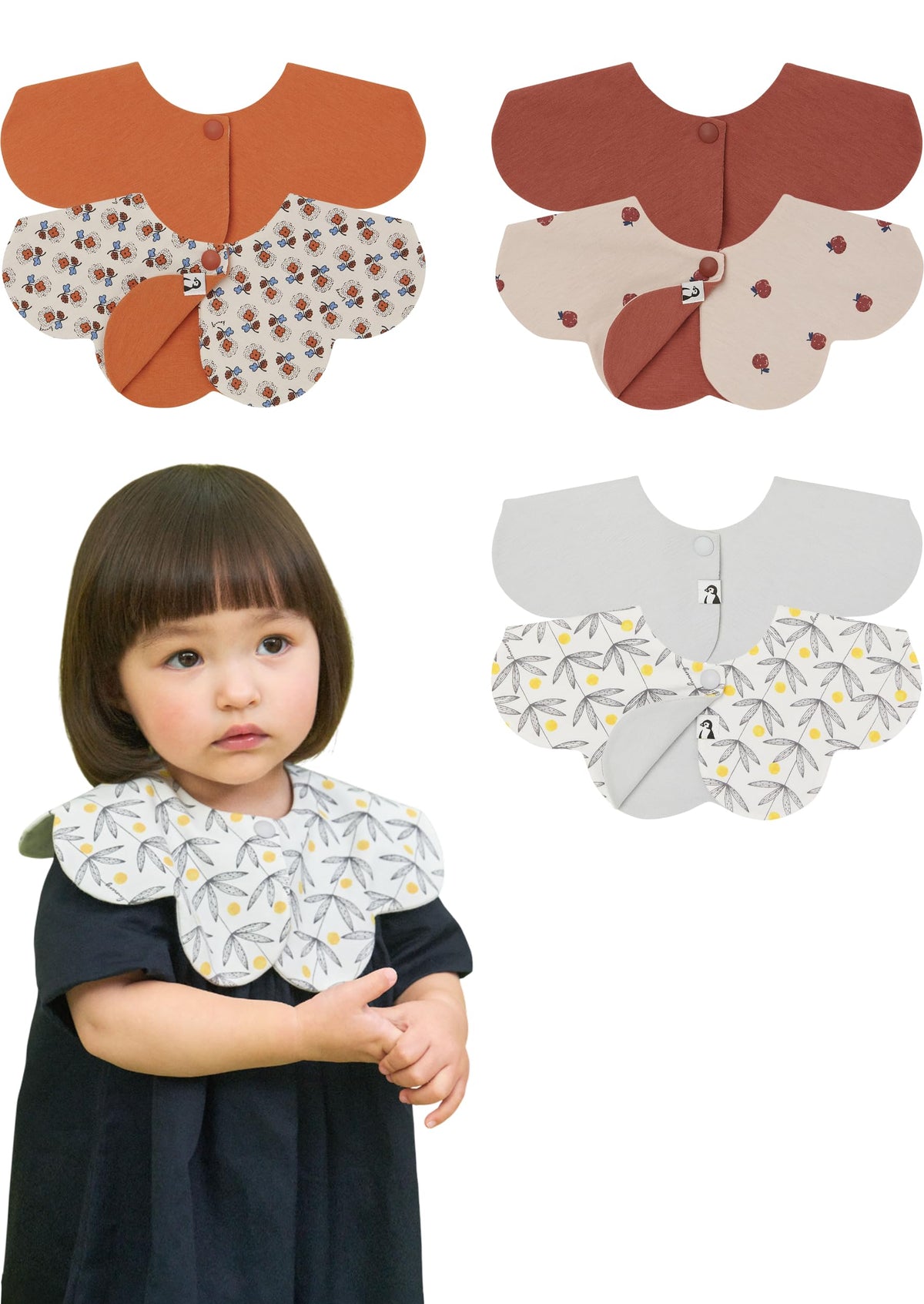Konny Baby Bib 3/5/7-Pack Set, 360 ° Rotate, Soft and Absorbent Drooling for Toddler Boys Girls Baby Essentials