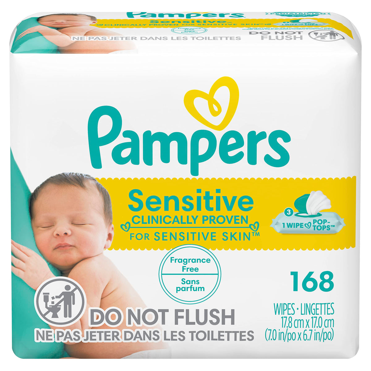 Pampers Sensitive Wipes Travel Pack 56 Count (Pack of 3)