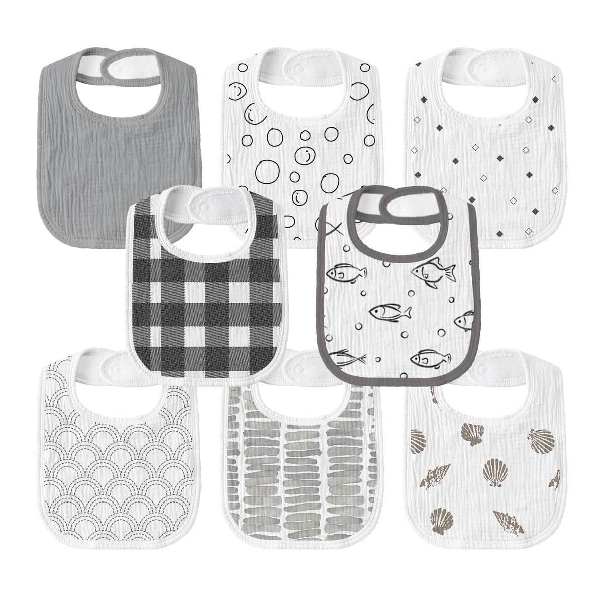 Muslin Bibs for Baby Boy, Adjustable Fit for Drooling and Teething Toddler