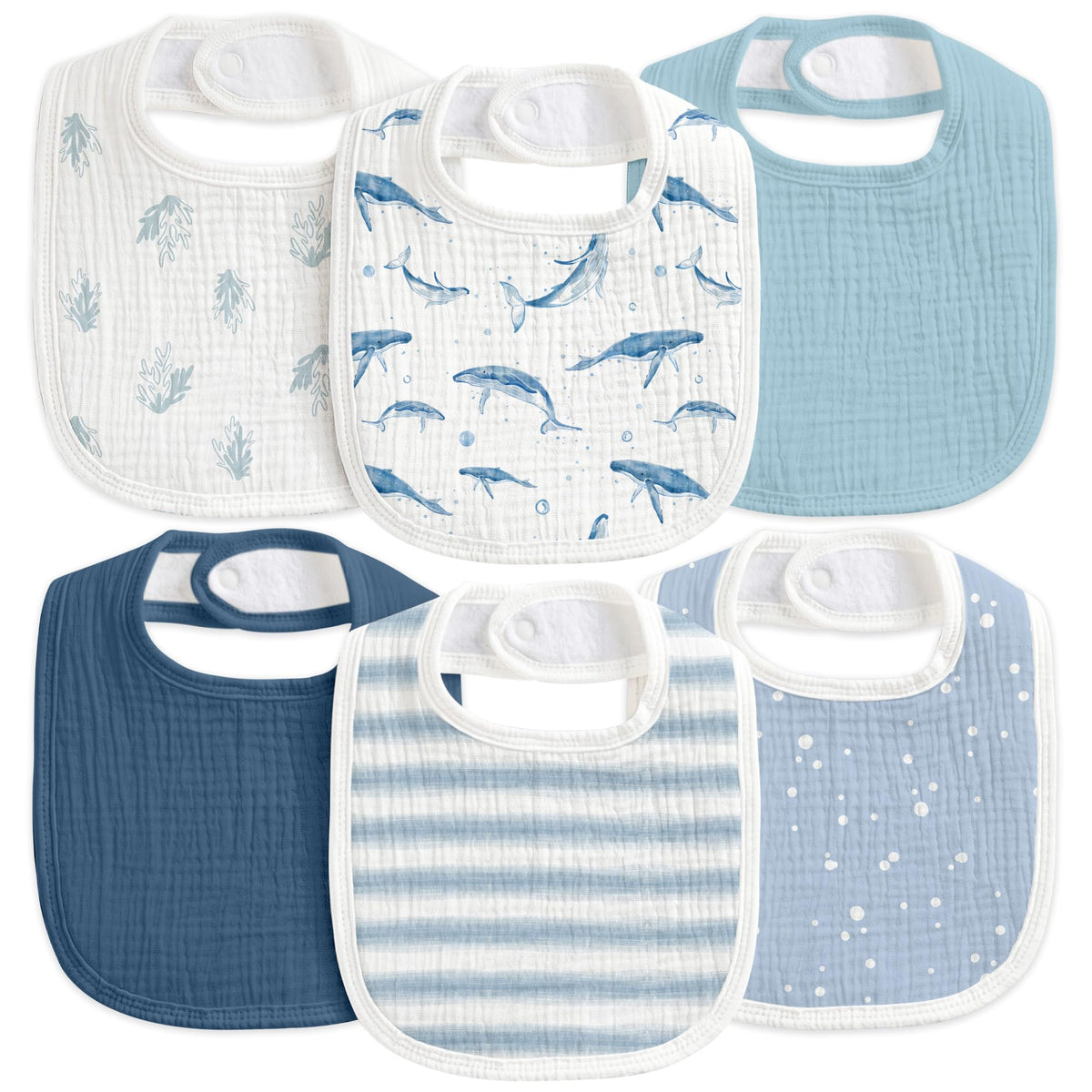 6-Pack Muslin Baby Bibs for Drooling & Teething, Absorbent Bib