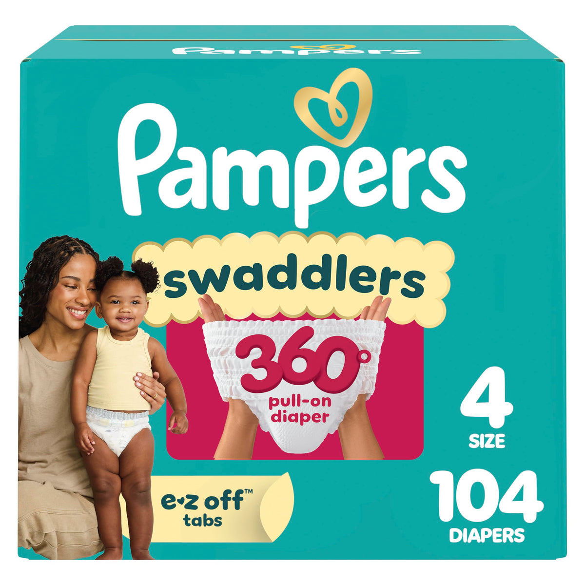 Pampers Diapers - Swaddlers 360° - Size 6, 72 Count, up to 100% Leakproof Comfy Dry Fit, Designed for Easy Changes, Pull On Baby Diaper