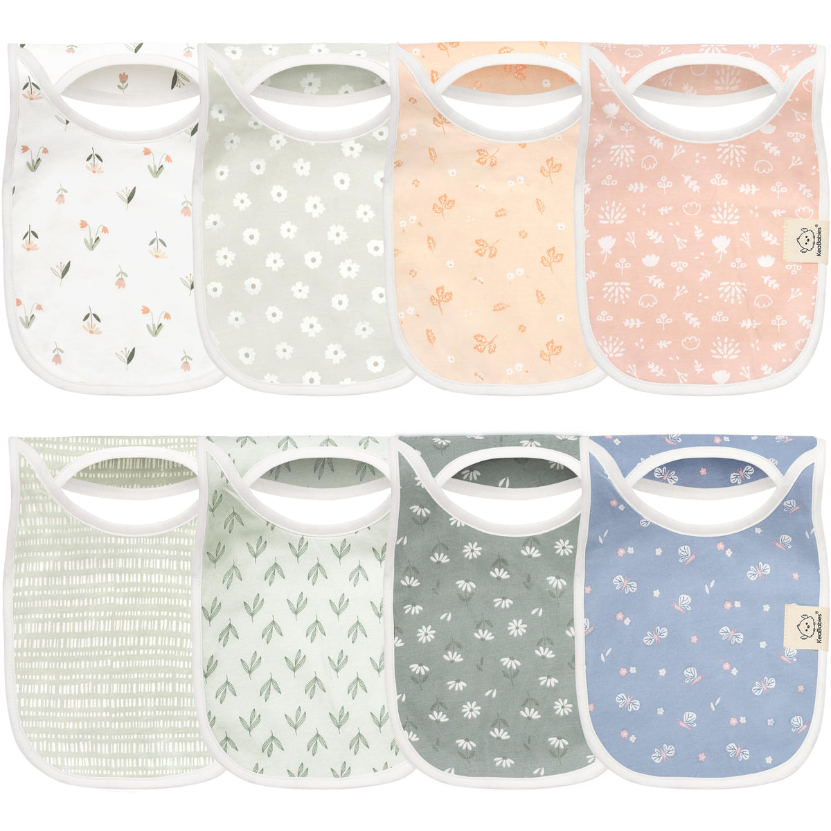 KeaBabies 8-Pack Bibs for Baby Girls, Boys Pullover Baby Bibs 6-36M (Brick)