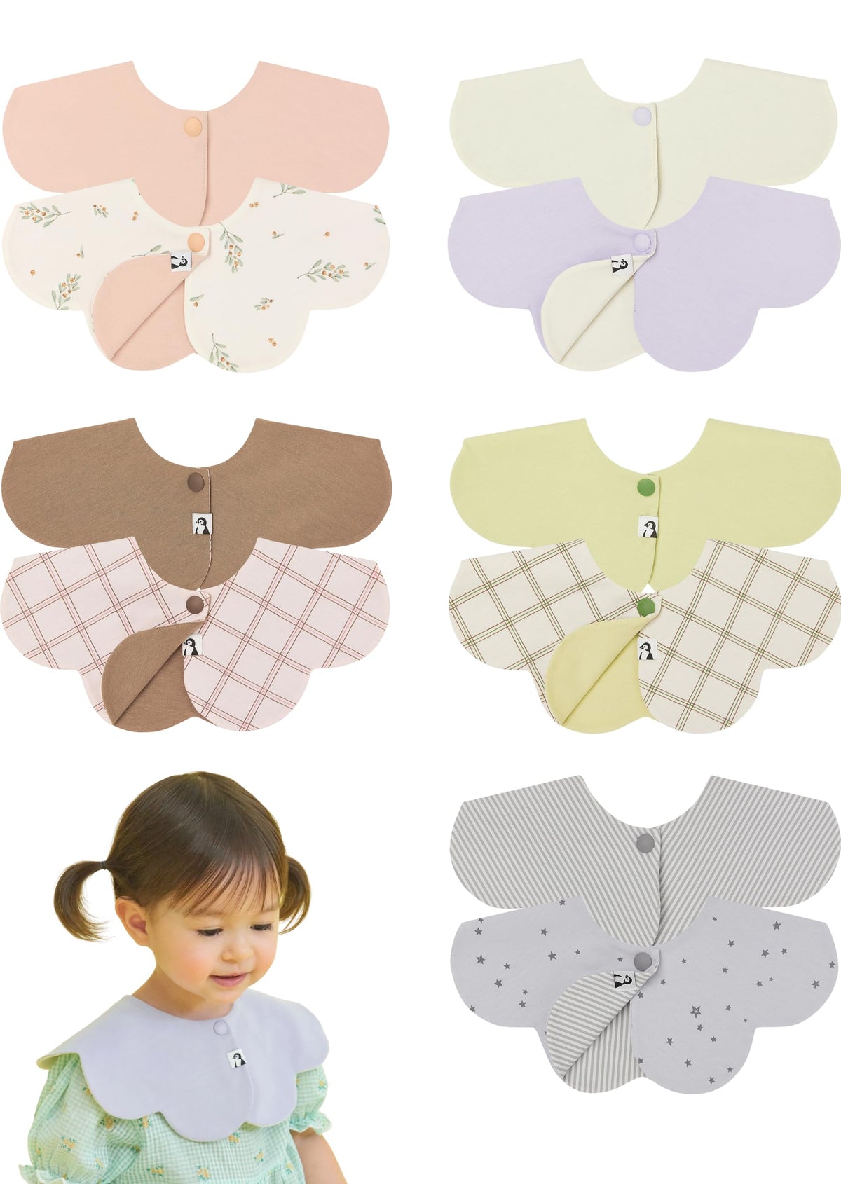 Konny Baby Bib 3/5/7-Pack Set, 360 ° Rotate, Soft and Absorbent Drooling for Toddler Boys Girls Baby Essentials