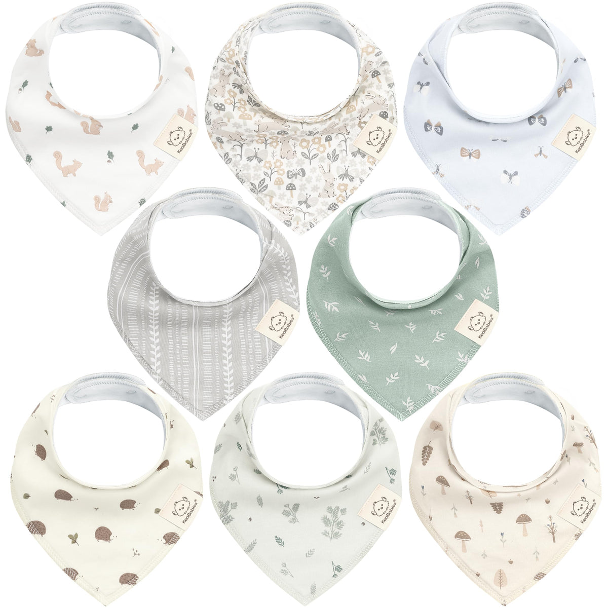 8pk Organic Baby Bandana Bibs for Drooling and Teething (Muted Pastel)