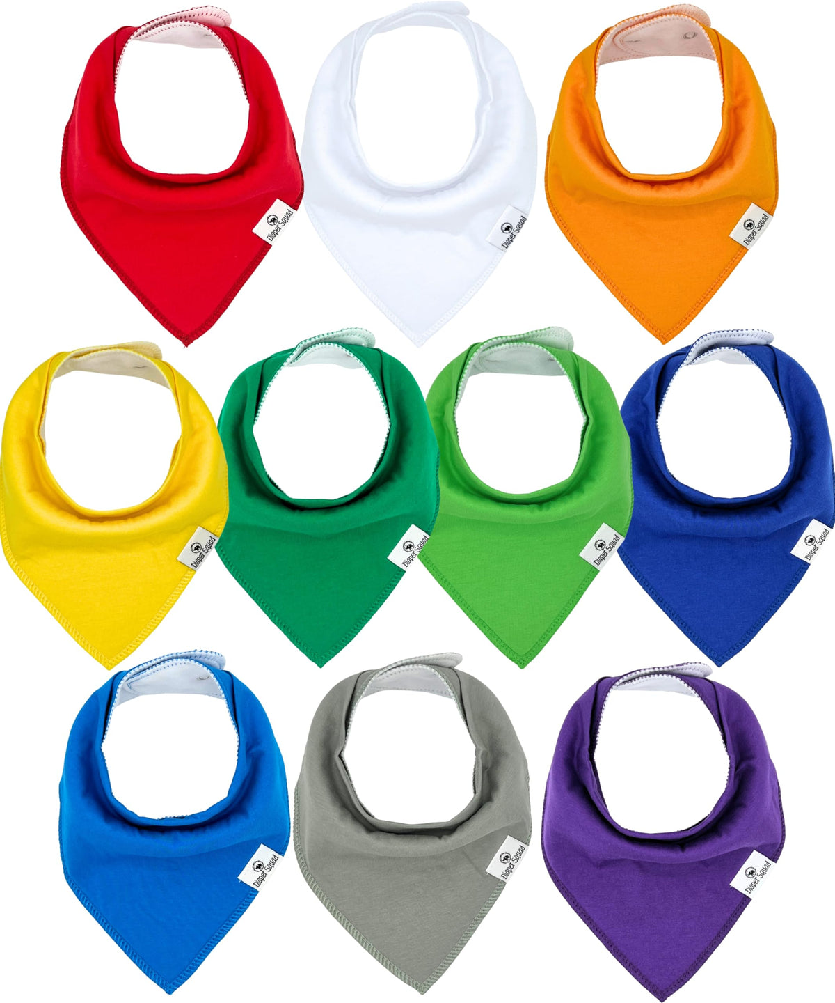 Diaper Squad 10-Pack Organic Cotton Baby Bibs for Baby Boy, Girl