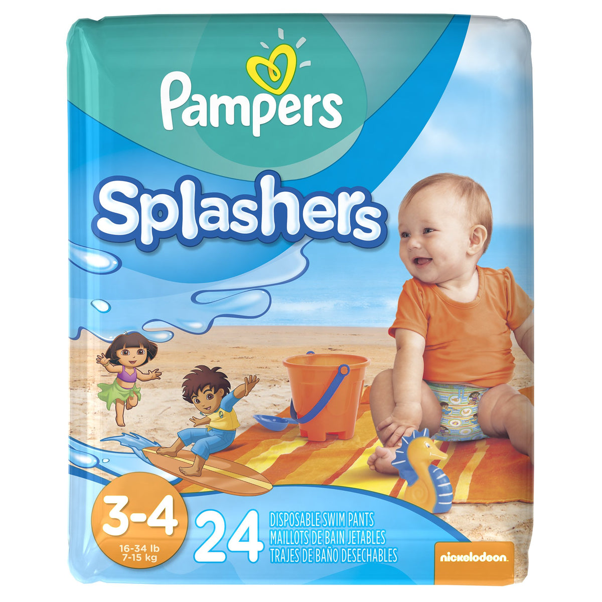 Pampers Splashers Swim Diapers, Size 4, 18 Count, Disposable Swim Diapers, Contains Mess, No Swell