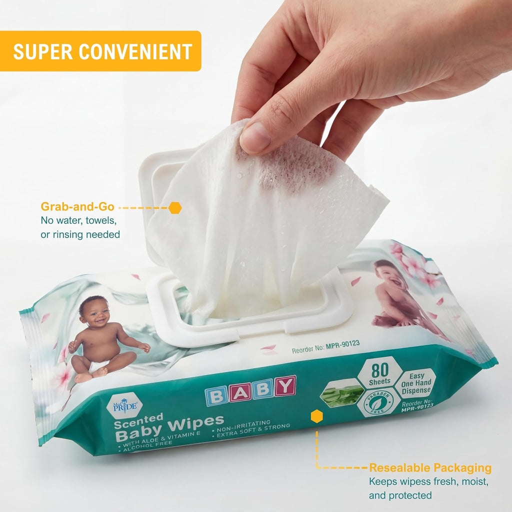 MED PRIDE Scented Baby Wipes with Aloe & Vitamin E,Alcohol-Free, 960Ct