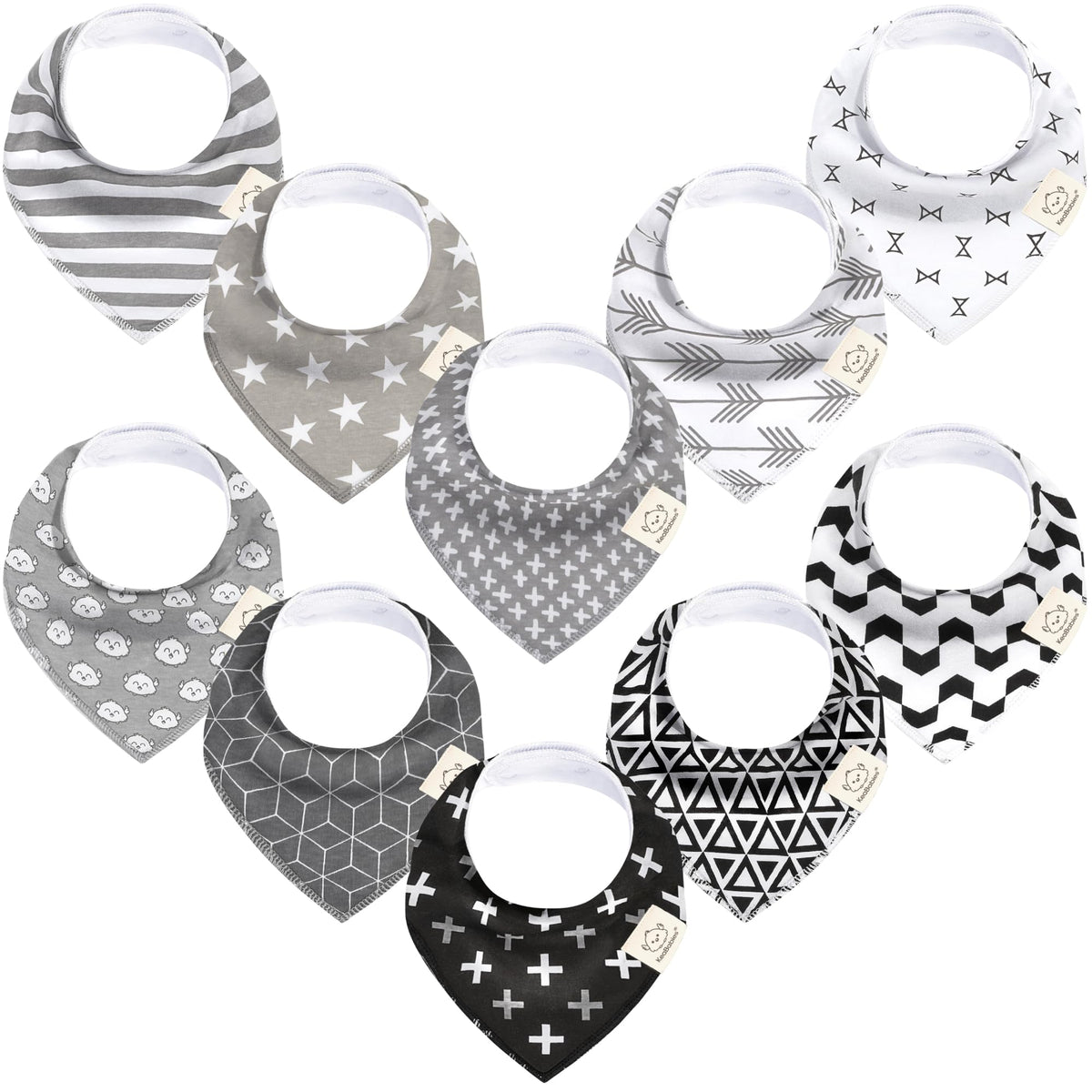 8pk Organic Baby Bandana Bibs for Drooling and Teething (Muted Pastel)