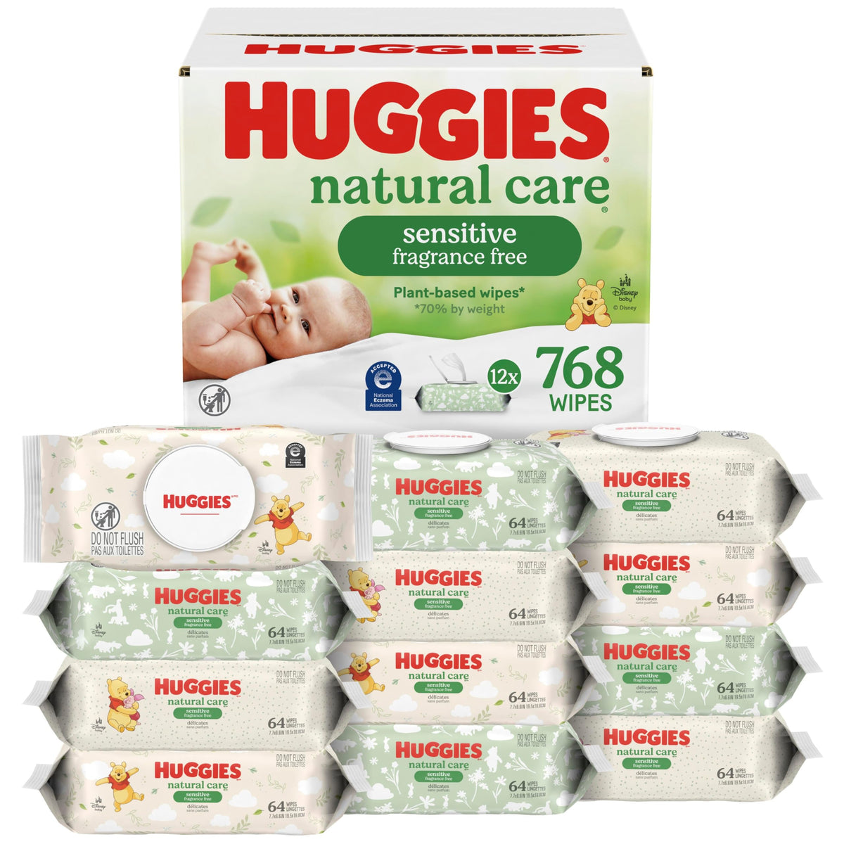 Huggies Natural Care Sensitive Baby Wipes, Unscented, 1 Pack, 56 Wipes
