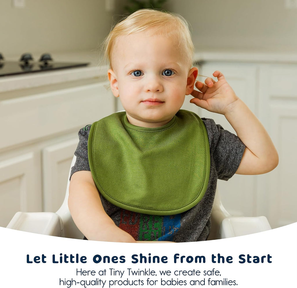 Tiny Twinkle Baby Feeding Bibs - Waterproof and Absorbent Infant Drool and Feeding Baby Bibs