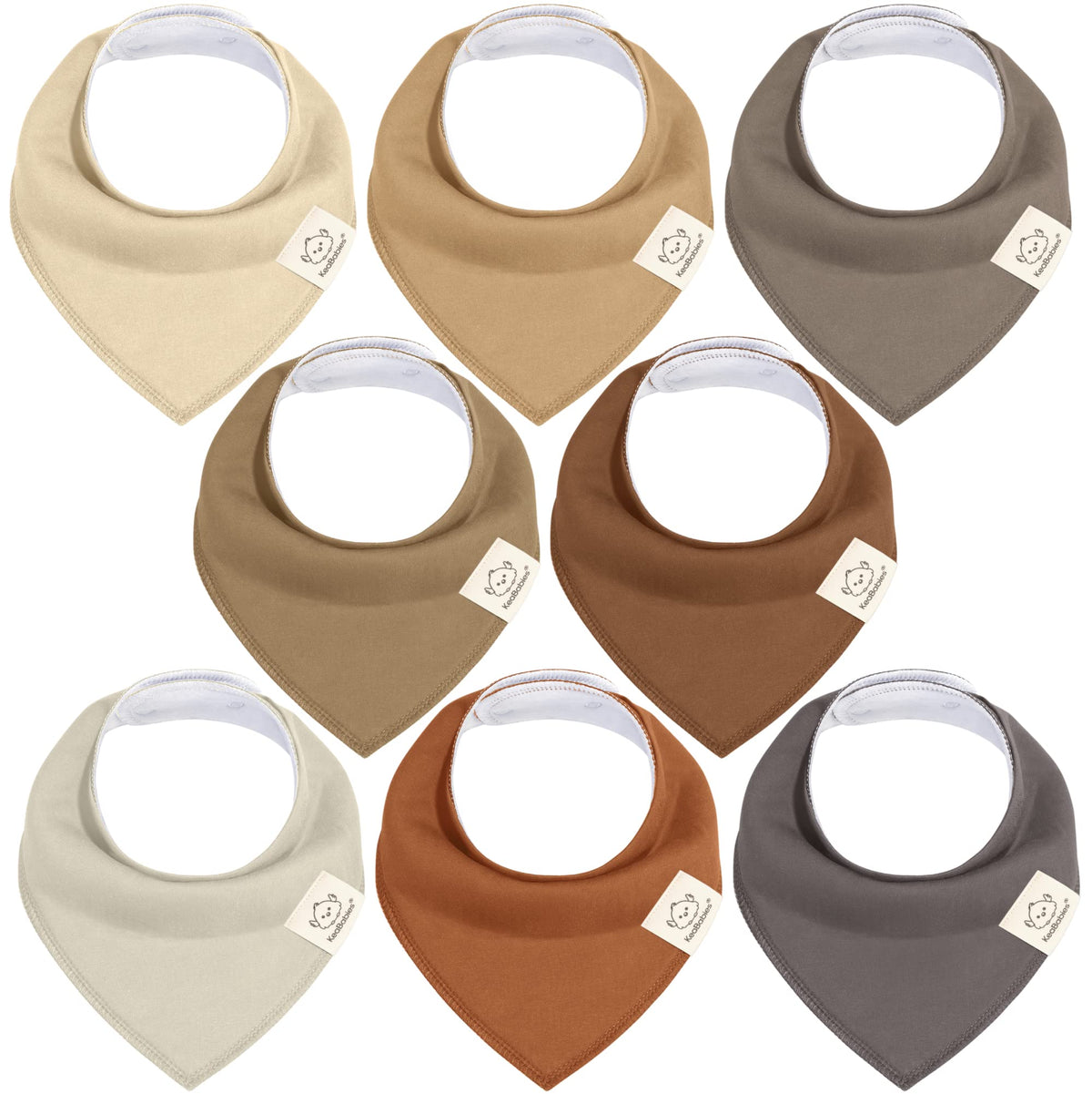 8pk Organic Baby Bandana Bibs for Drooling and Teething (Muted Pastel)