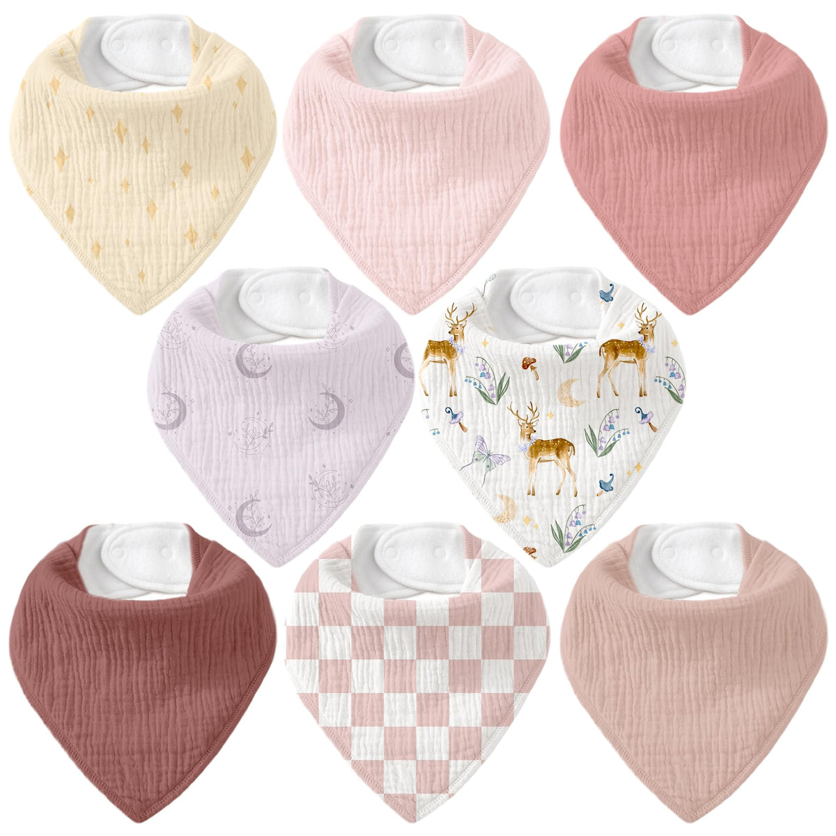 8 Pack Muslin Baby Bandana Bibs for Drooling and Teething