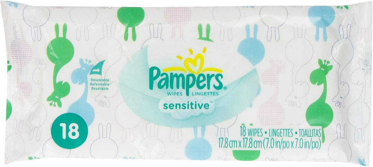 Pampers Sensitive Wipes Travel Pack 56 Count (Pack of 3)