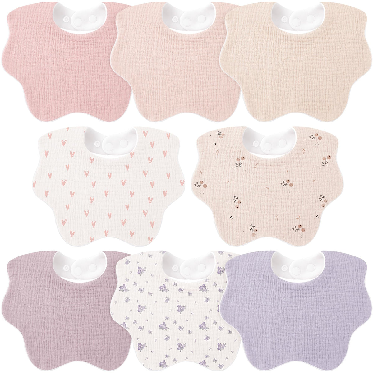 Bearmoss Baby Bibs for Drooling & Teething 8 Pack Muslin Cotton Bibs