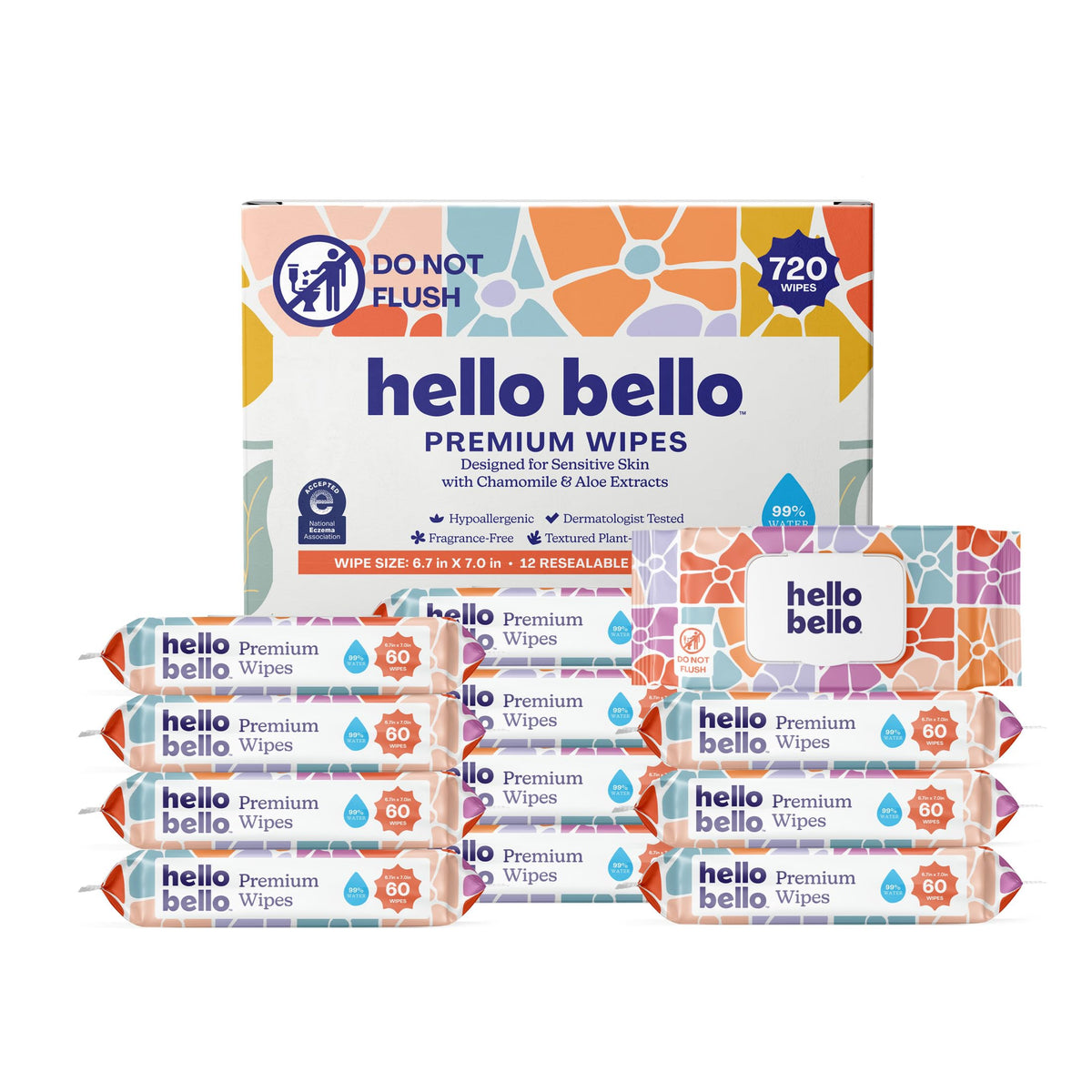 Hello Bello Premium Baby Wipes (Simply Sage) Fragrance-Free 18pk = 1080ct