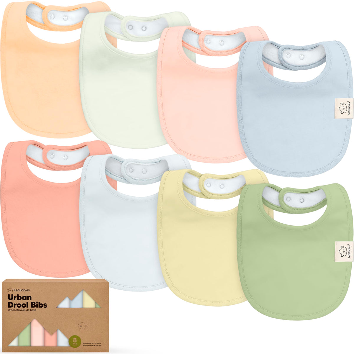 KeaBabies 8-Pack Organic Baby Bibs for Drooling and Teething (Sweet Charm)