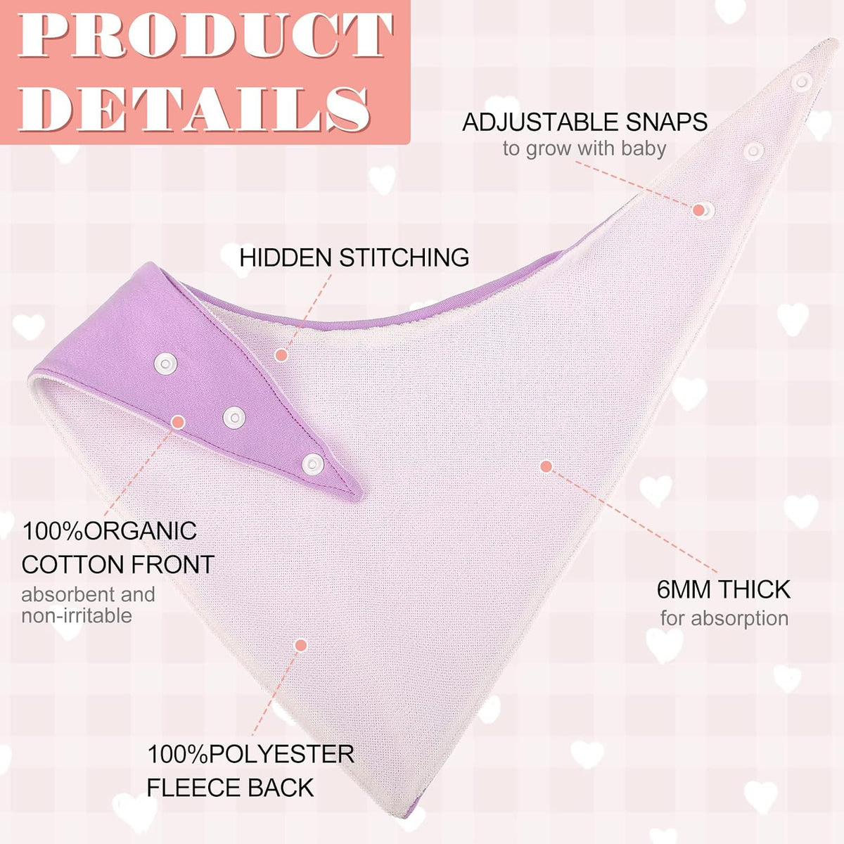 Janmercy 5 Pack Adult Drool Bandana Bibs Soft Large Absorbent Bibs Set